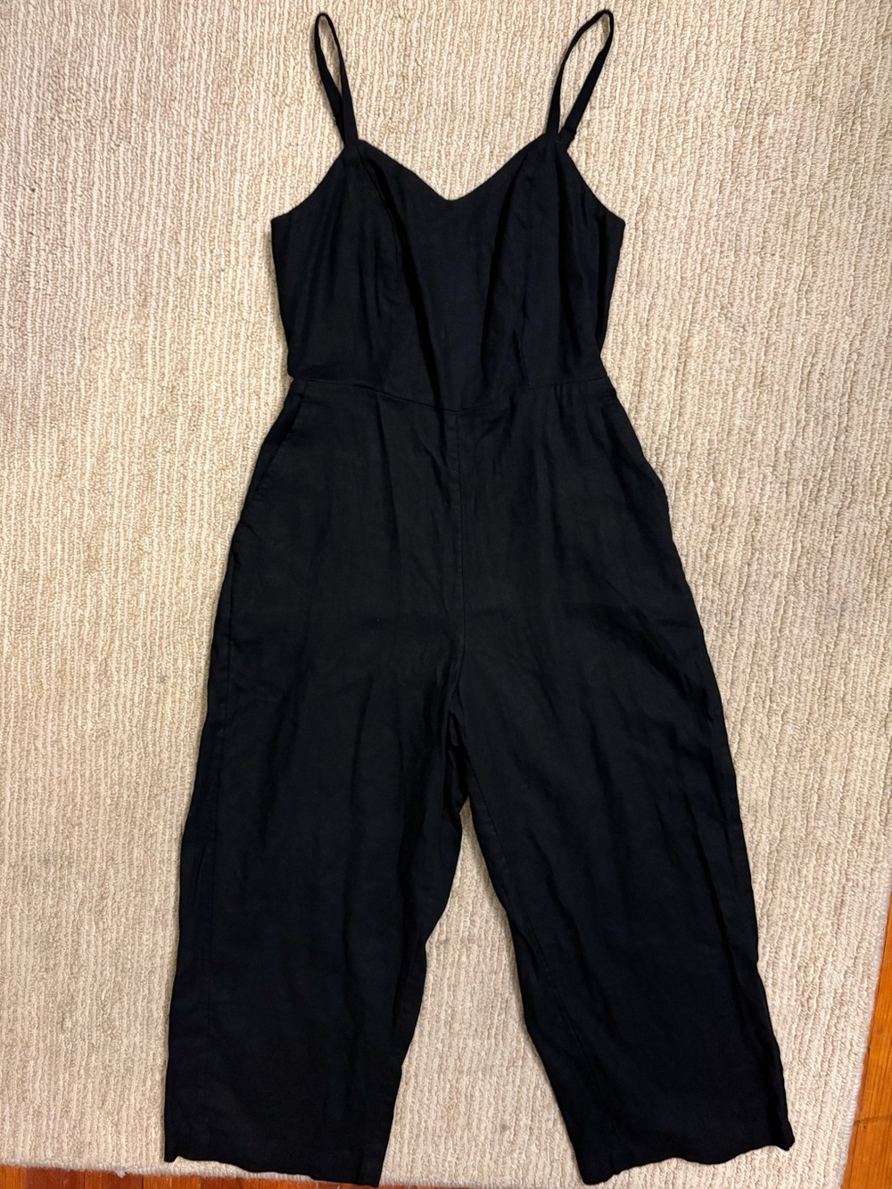 OLD NAVY Black Linen Spaghetti Strap Jumpsuit Size XS PETITE